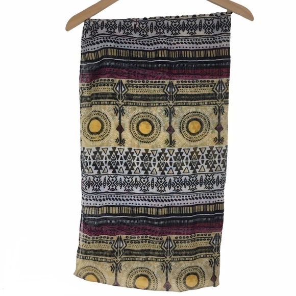 CAPELLI Scarf Infinity Aztec Southwestern Boho Sheer Lightweight Mudcloth Style - Picture 4 of 10